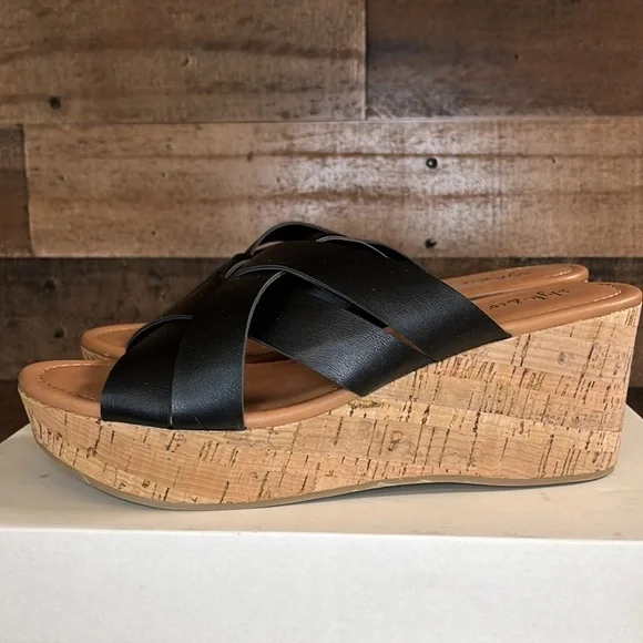 Style & Co Black Slide Wedge Sandals NWT Size 7 - Picture 3 of 7